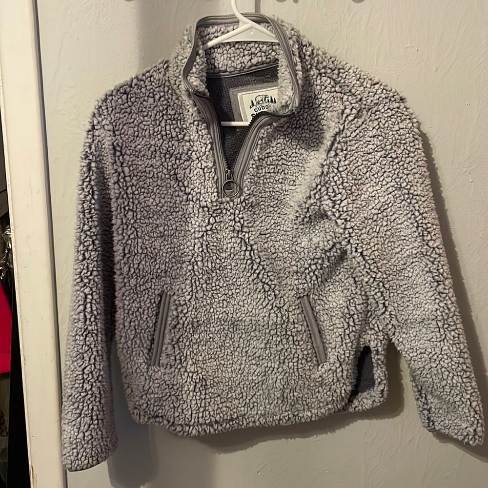 Cuddly Sherpa Grey Kids Pullover